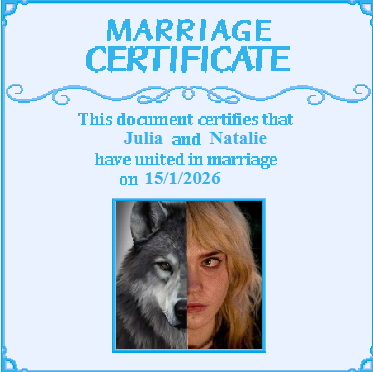 certificado de matrimonio con Natalie Scatorccio